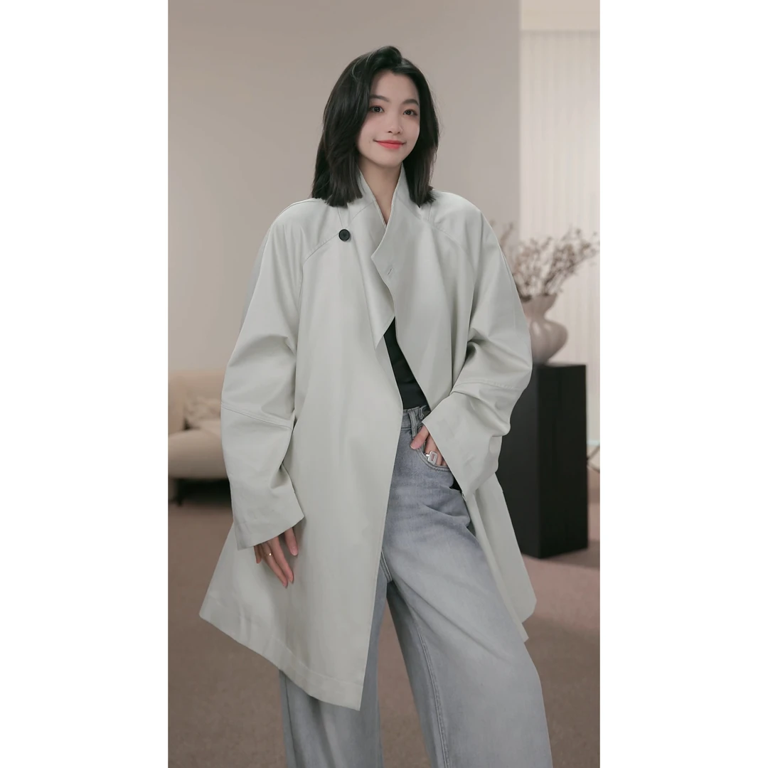 卢尚原创一粒扣短款风衣1616