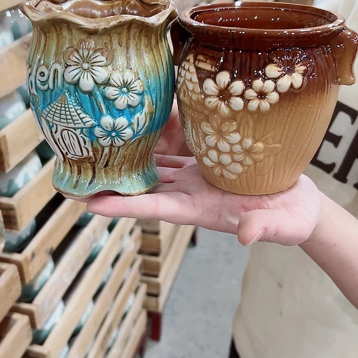 有孔.凑满10元发货多肉陶瓷花盆！