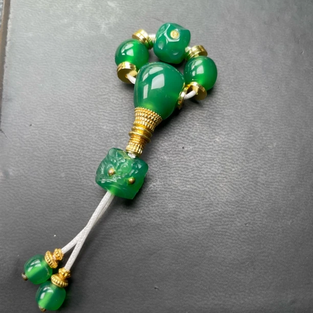 非洲翠玛瑙正阳绿套组可搭配8mm以下串串文玩菩提配饰