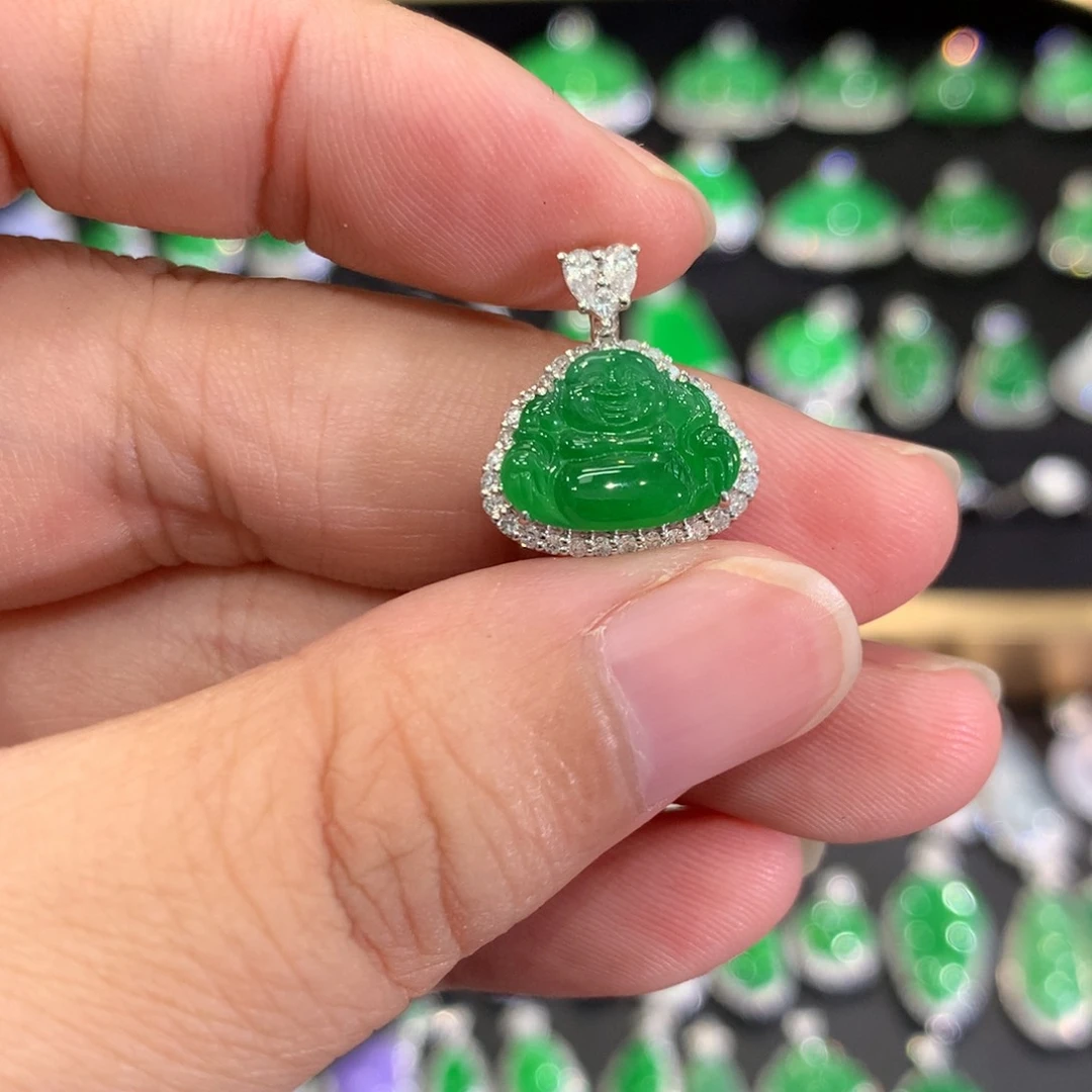 翡翠18K金镶嵌吊坠(不含链)吊坠