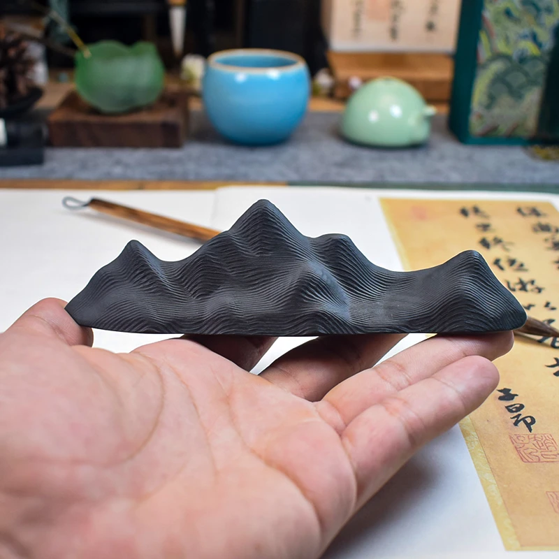 仿古原石笔搁笔架笔山书法写字练字专用古韵新中式创意文房四宝