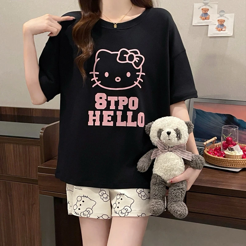 纯棉睡衣女款2025新款可爱夏季薄款短袖短裤卡通可外穿家居服套装