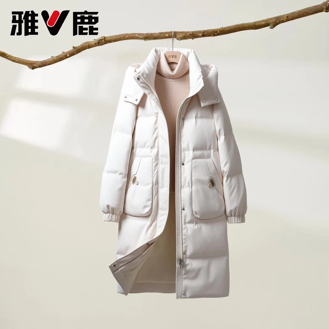 2025雅鹿中长时尚百搭休闲加厚保暖女款中淑羽绒服YJ601X08350