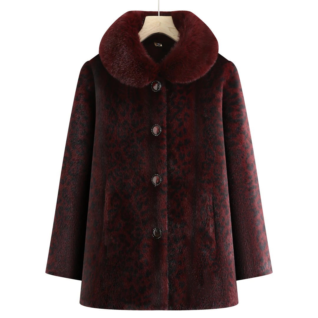 11694-中老年冬季新款妈妈冬装奶奶大衣外套加绒加厚洋气老太太