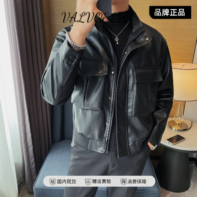 Pu皮夹克黑色皮衣高级感外套男轻奢男人春秋成熟夹克外套薄款2025