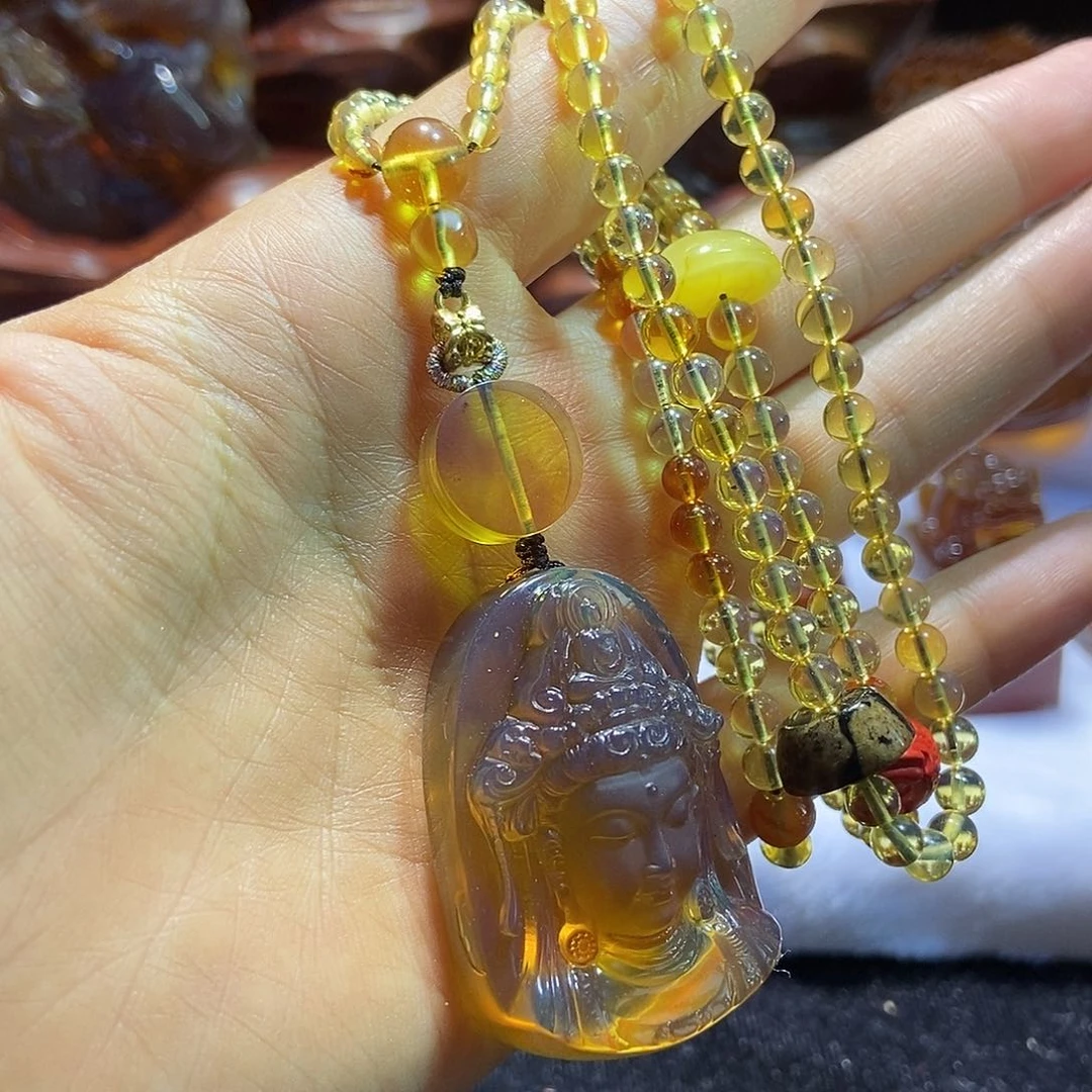 琥珀颈饰未镶嵌道系流珠