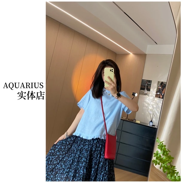 【AQUARIUS 】(有亿点好看的亚麻)韩味小衫上衣0095