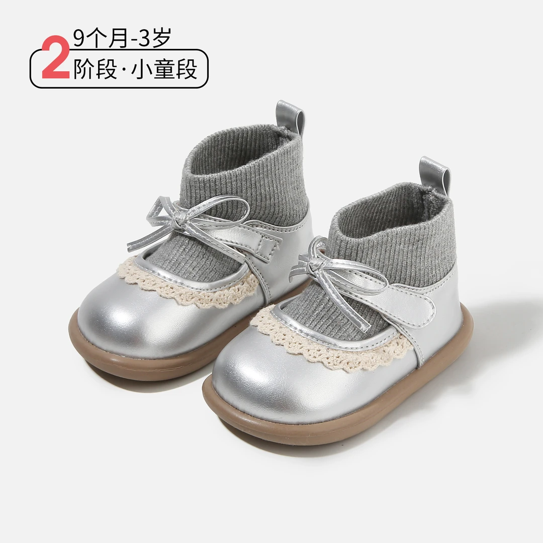 麦布熊女童袜子鞋潮流法式女宝宝公主鞋婴儿软底学步短靴婴儿皮靴