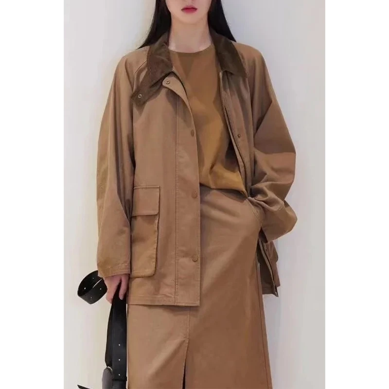 原厂孤品特价清！拍完则无！ 猎装风帆布灯芯绒领撞色外套C524