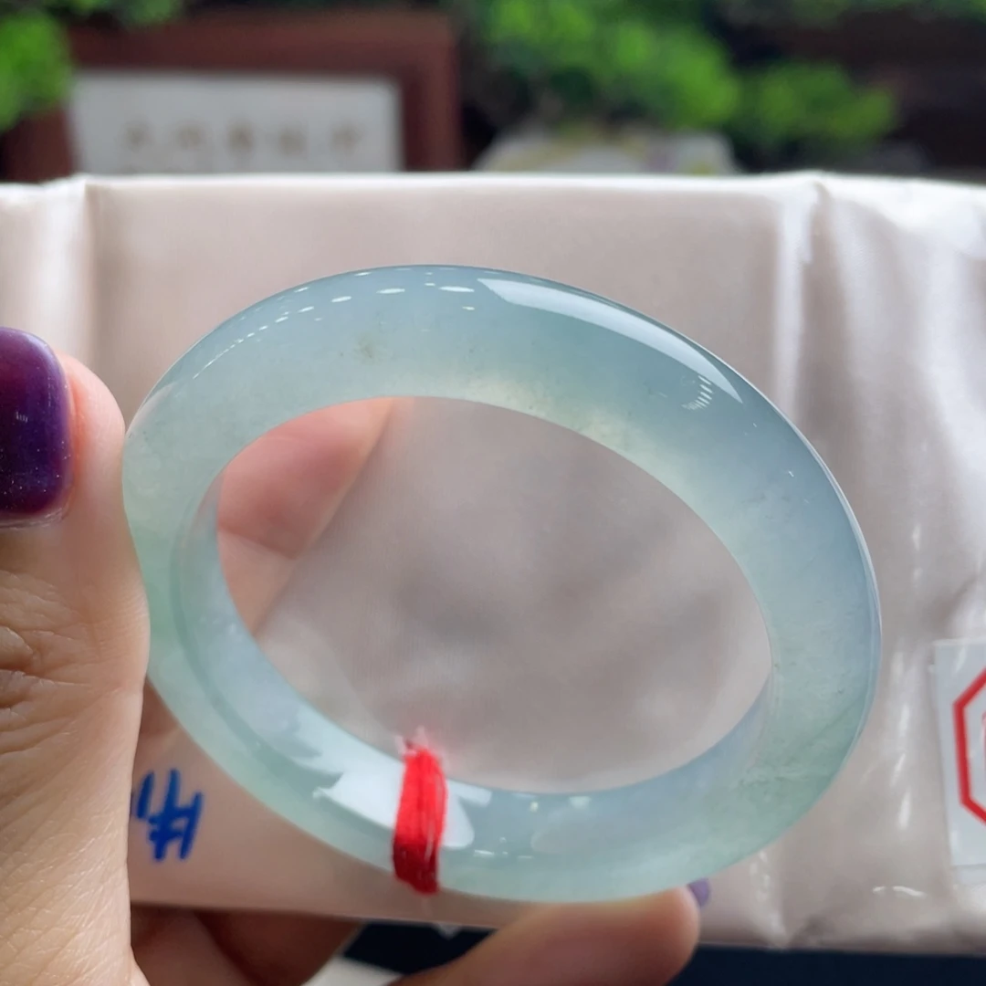 翡翠未镶嵌手镯1号 51+正圈 晴水绿起光