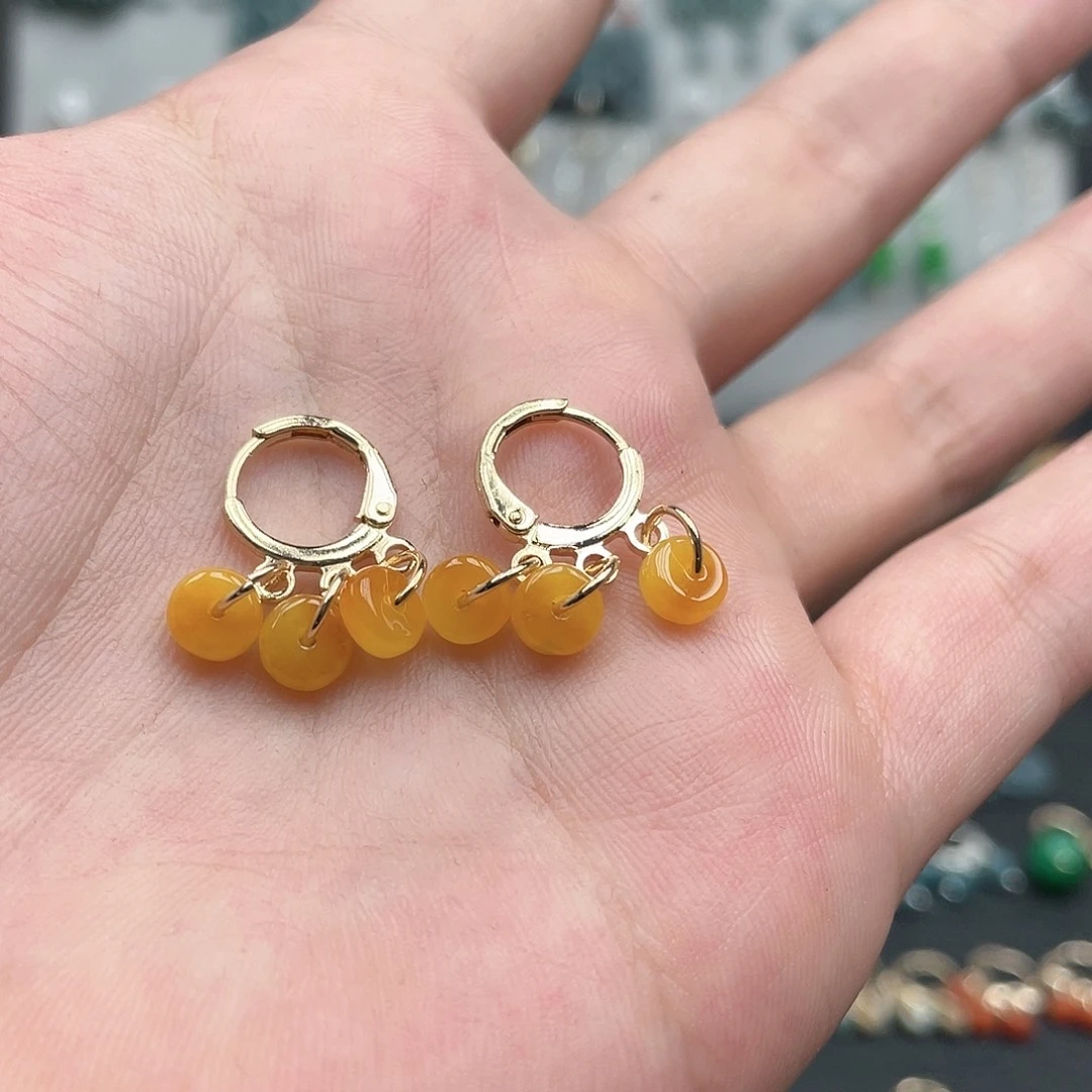银S925镶嵌翡翠耳饰0081