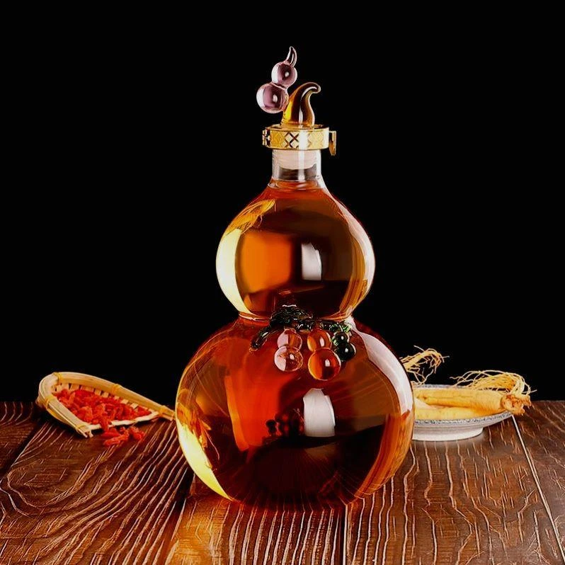 W网红空酒瓶葫芦酒瓶高硼硅耐热玻璃泡酒专用玻璃瓶无铅无毒耐高