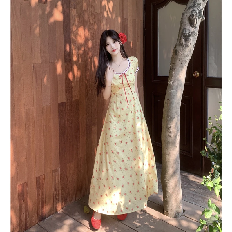 大码法式碎花连衣裙夏季新款梨形身材洋气垂感裙子胖MM显瘦A字裙