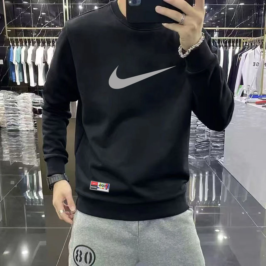 奥莱精选折扣专区~秋冬季圆领加绒卫衣宽松加大码男装长袖打底衫