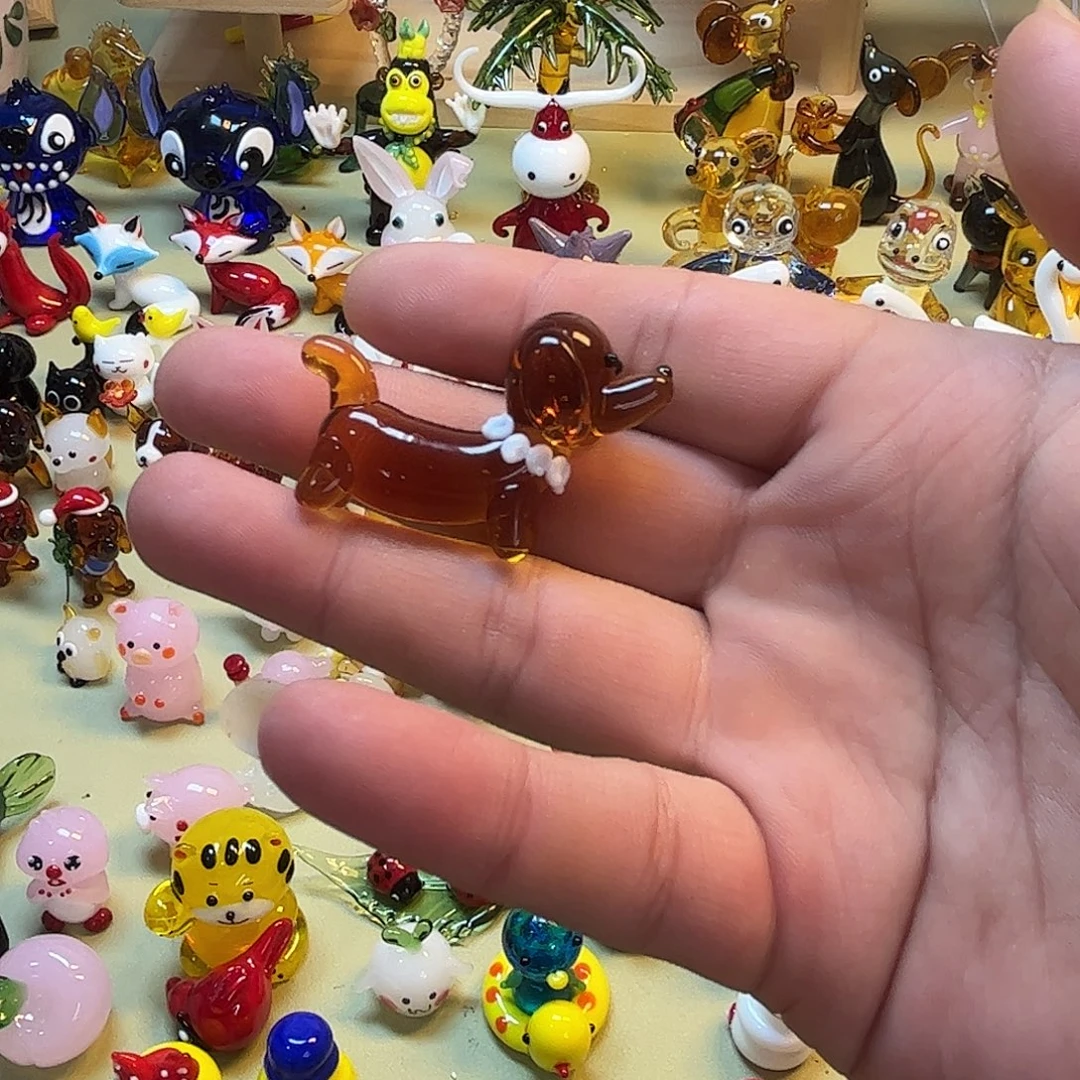 玻璃手工琉璃小摆件 腊肠狗