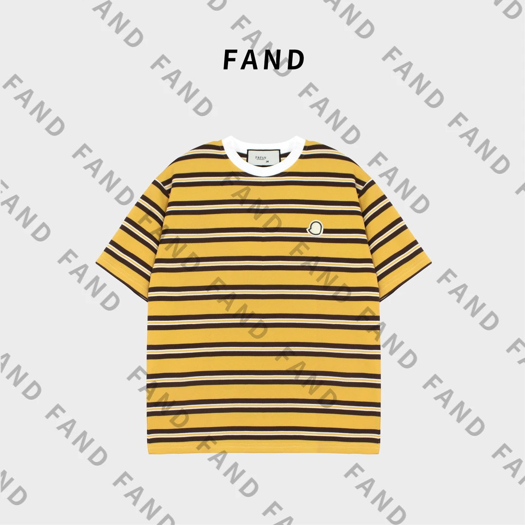 FAND依依【MenKou】2025新款夏季情侣装条纹宽松圆领短袖T恤