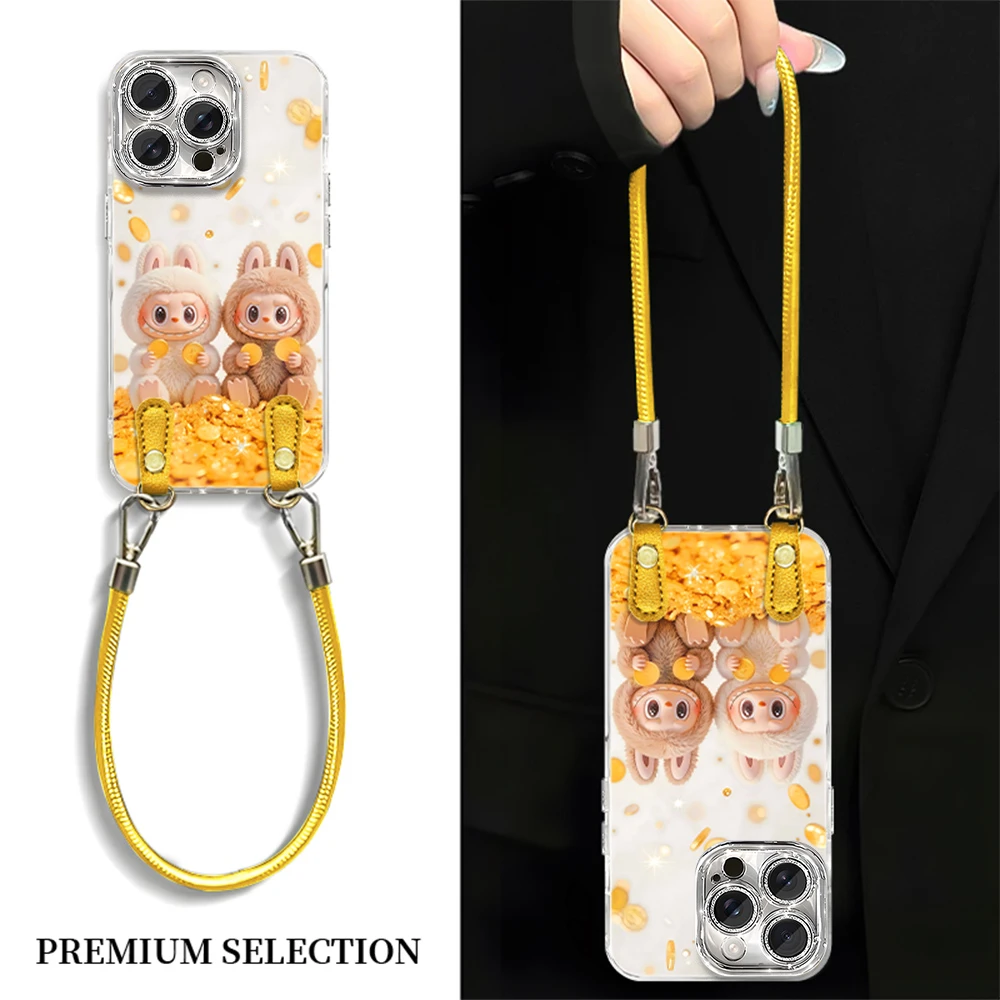 金币小怪兽适用于iPhone16创意华为Mate70手提斜挎手机壳