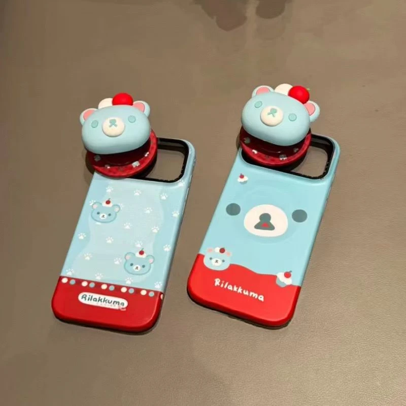 拼色波点轻松熊磁吸适用于iPhone17promax手机壳16少女心15可爱14