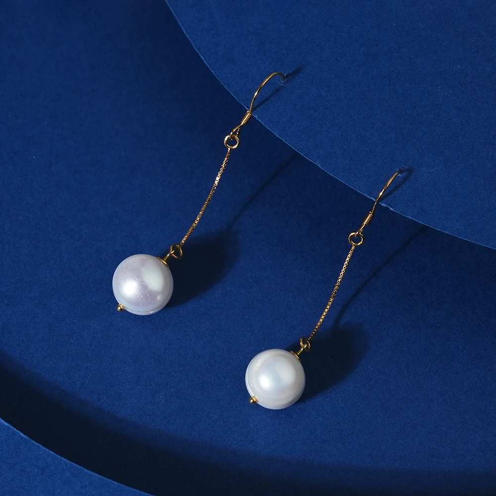 12-13mm澜琳 银925无核淡水珍珠耳饰螺纹巴洛克耳坠（多样性发货）