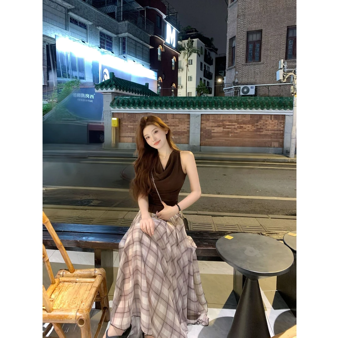 SZA【时光印记 】夏季新款韩系气质荡领挂脖设计感小众衬衫A-1793