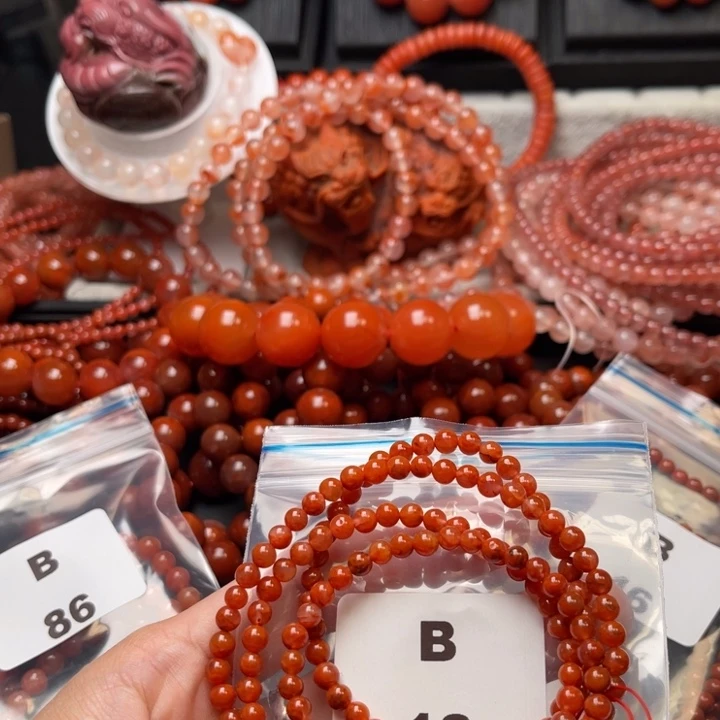 南红玛瑙未镶嵌多样性发货默认微瑕称重4mm