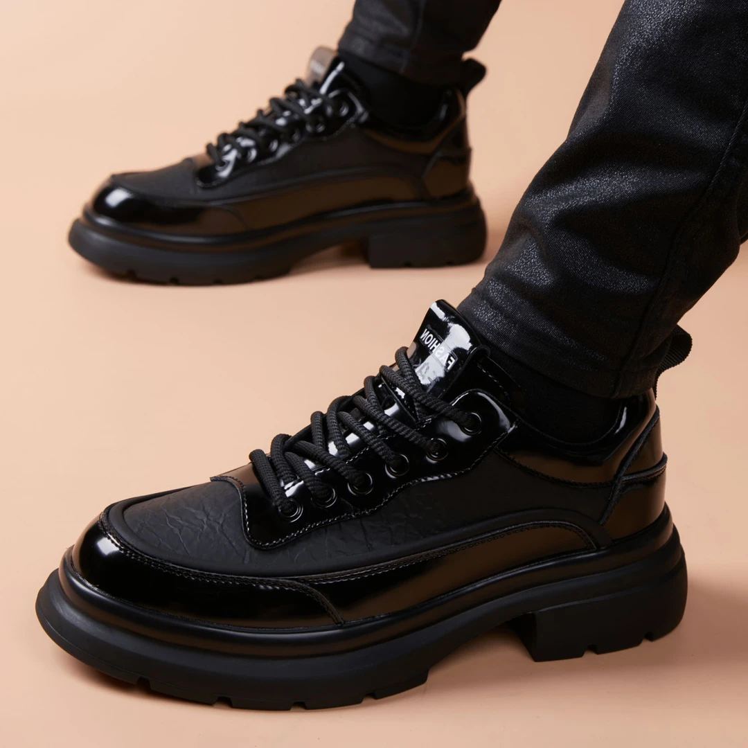 卡汐沐『精选』力荐！男鞋新款真皮英伦风商务皮鞋低帮厚底百搭潮鞋