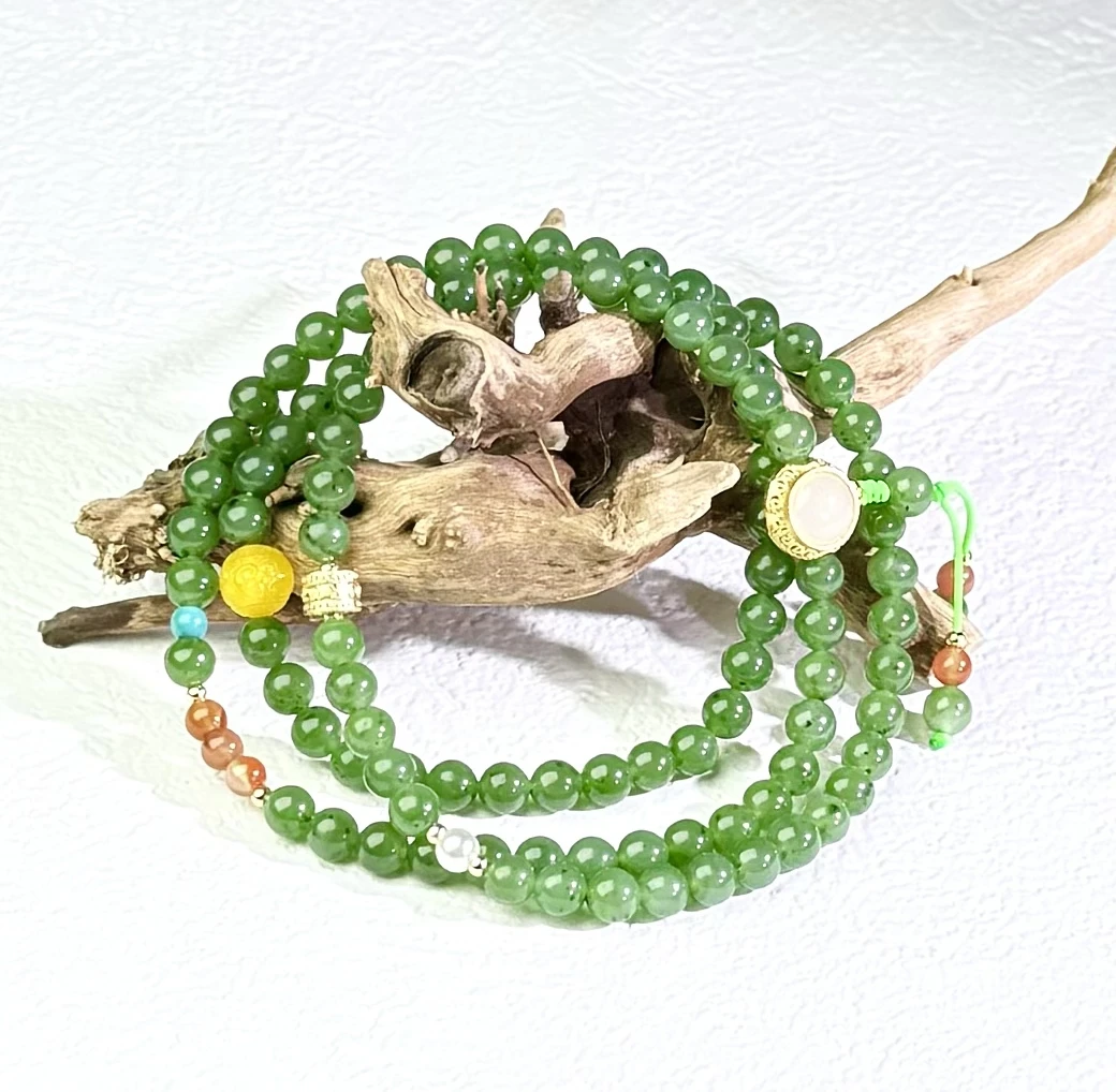 【小胖总珠宝】三生三世-俄料碧玉108原创设计珠链