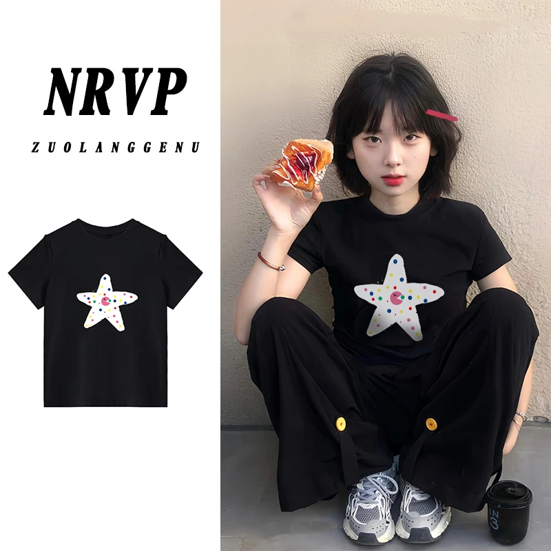 品质百搭女胖mm显瘦遮肉大码女装短袖t恤女正肩上衣棉弹力修身潮