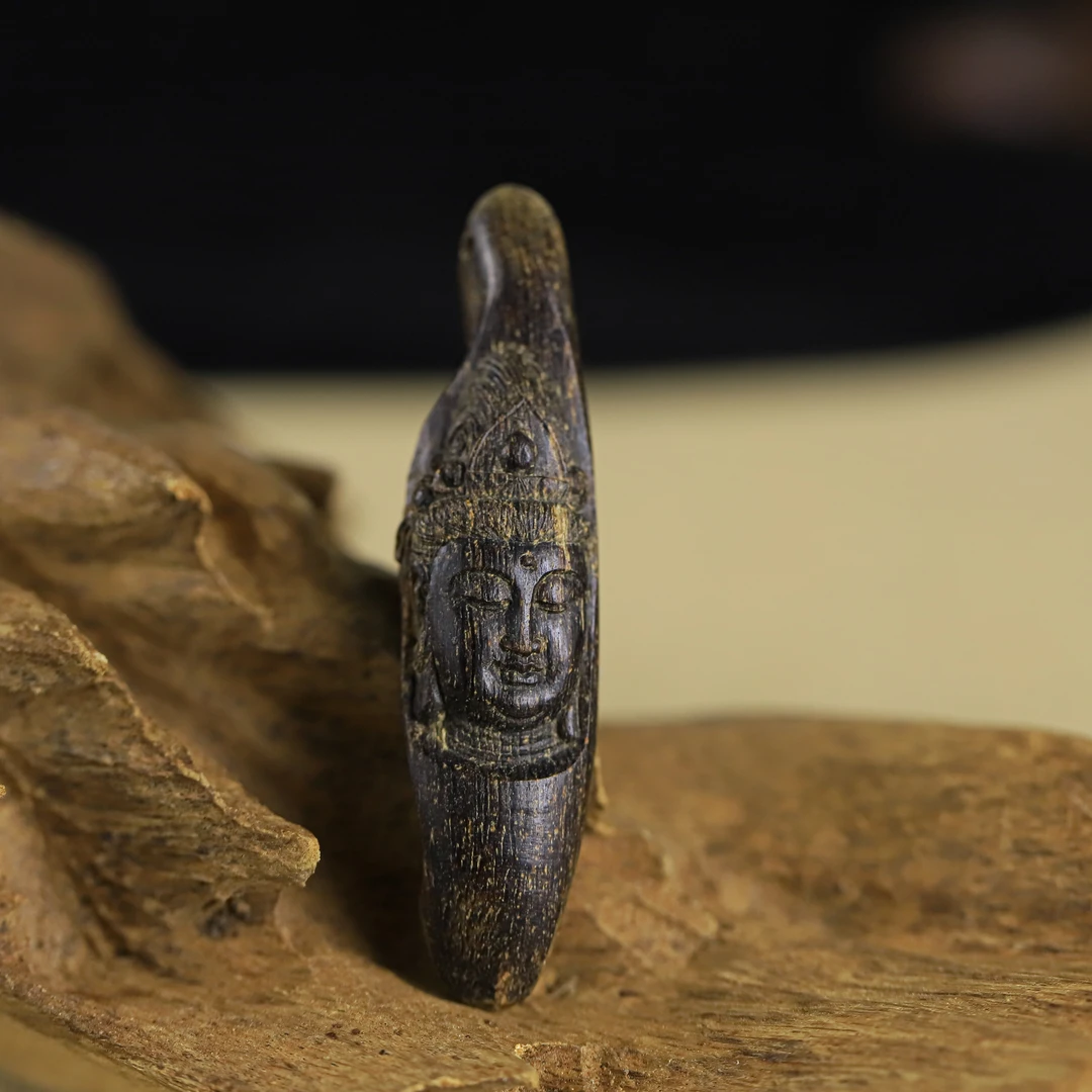 【妙相观音·沉水级】#G014文莱天然野沉香观音雕刻吊坠挂件5.3g