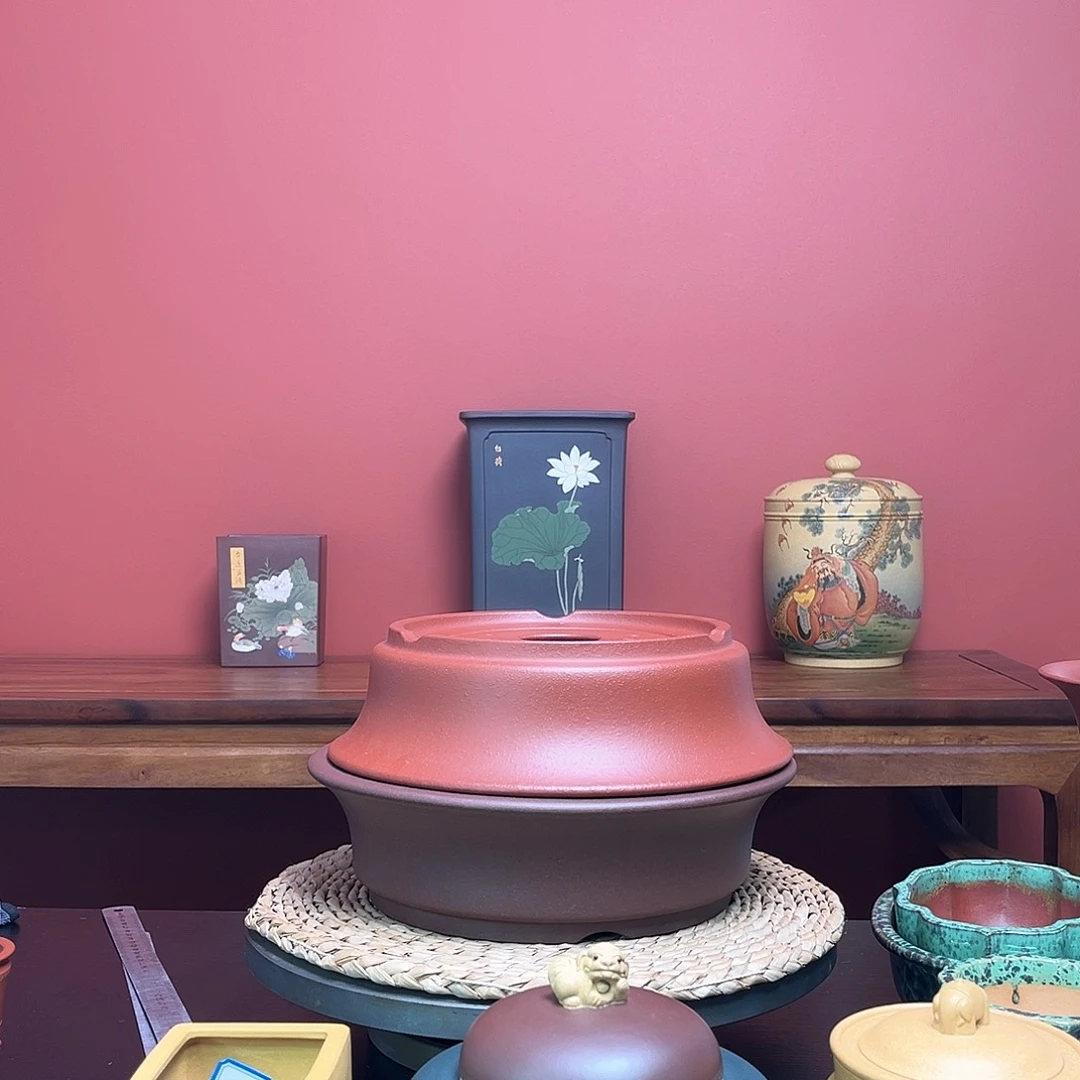 紫砂花盆M*生大红袍浅盆