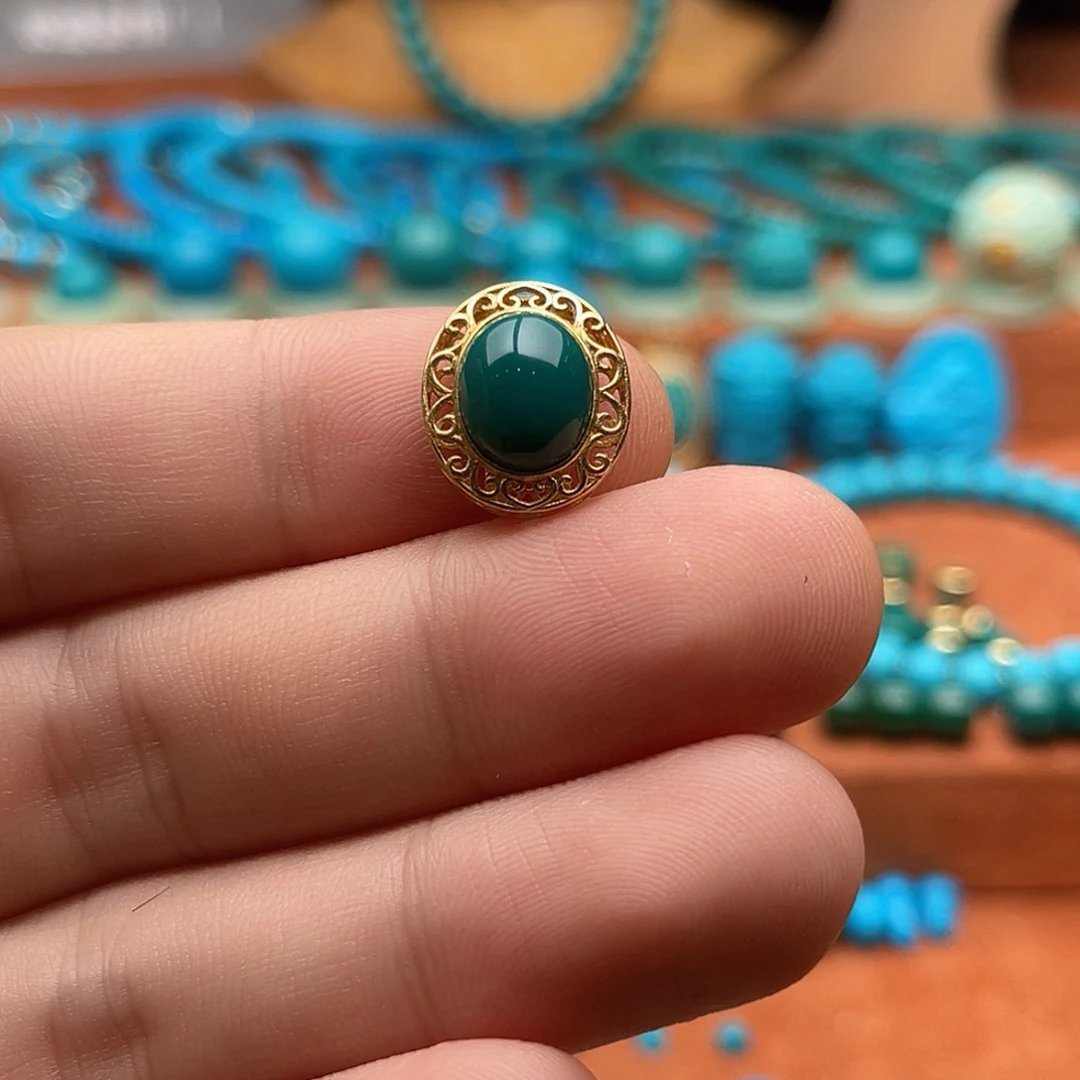 18K金镶嵌绿松石珠宝奇石