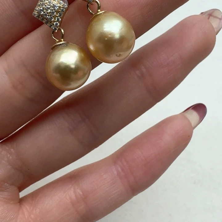 海水珍珠耳饰银S925镶嵌