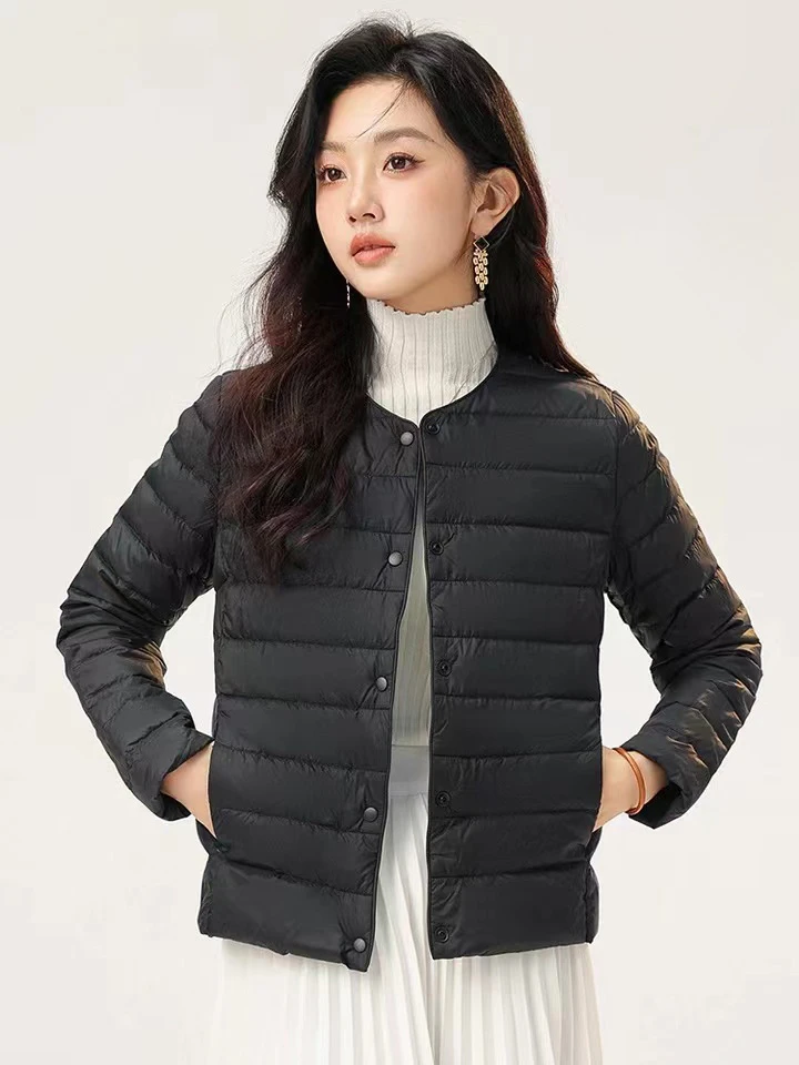 JJ02卡码拍大外套女2024年轻便新款秋冬圆领变V领保暖外套