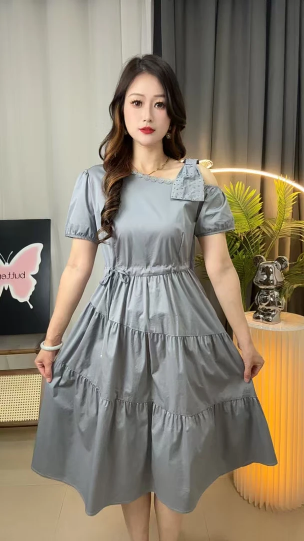 【鹿子专属】夏季新款显瘦丹宁风中腰显瘦拍照连衣裙显瘦裙子 25A59