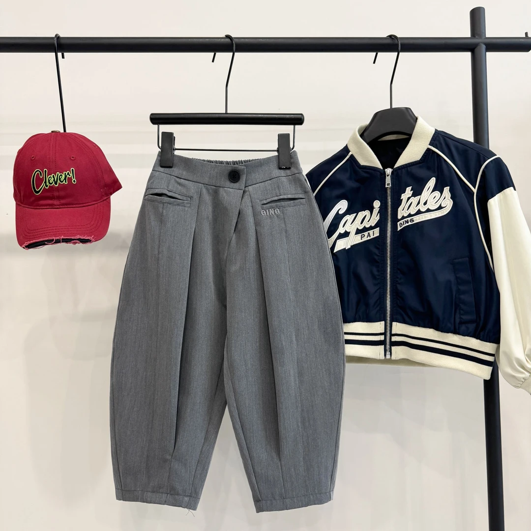 【小首尔】男童韩版简约气质帅气裤子秋季宽松日常西裤HBB3644