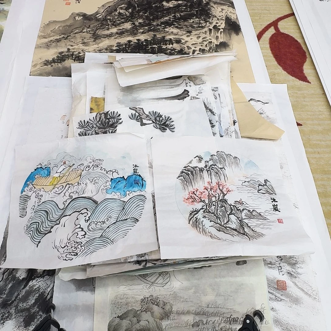 国画两张小斗方手绘作品