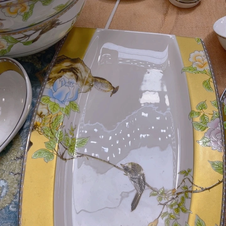 瓷片琴瑟和鸣鱼盘一个微瑕