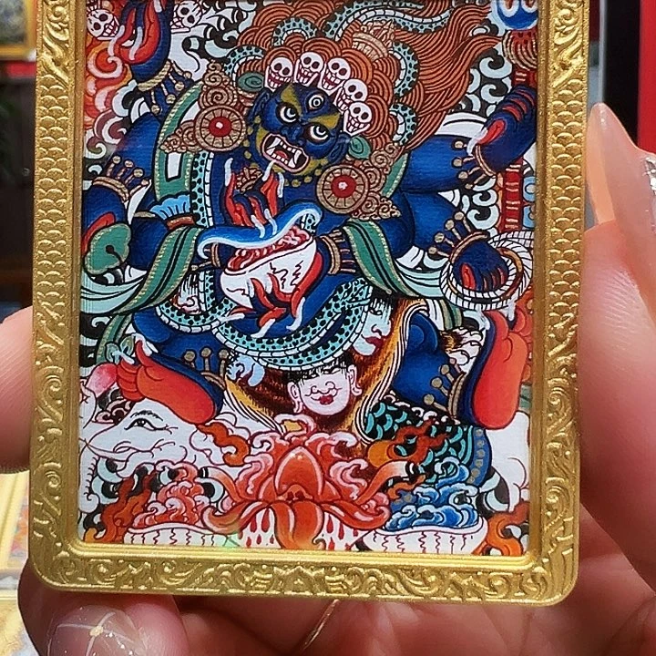 吊坠热贡纯手绘唐卡六臂玛哈嘎拉（大黑天）