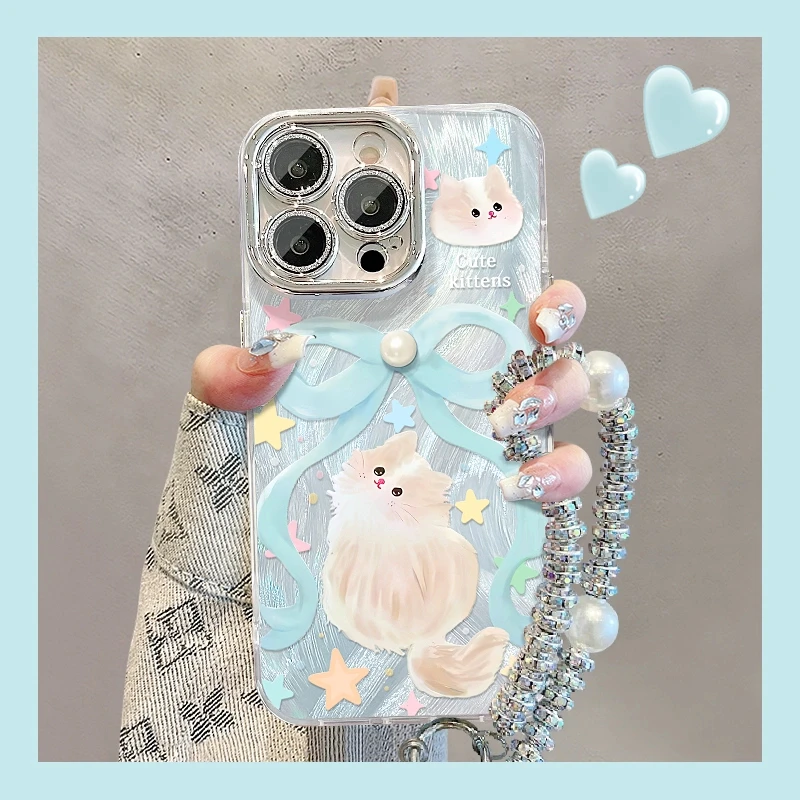 仙气小猫咪适用苹果15华为vivo/oppo小米iPhone16精孔羽纱手机壳