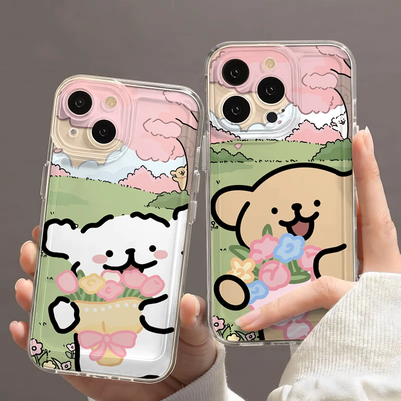 奥菲顿呆萌线条小狗适用iphone1615苹果手机壳小米vivo华为oppo套