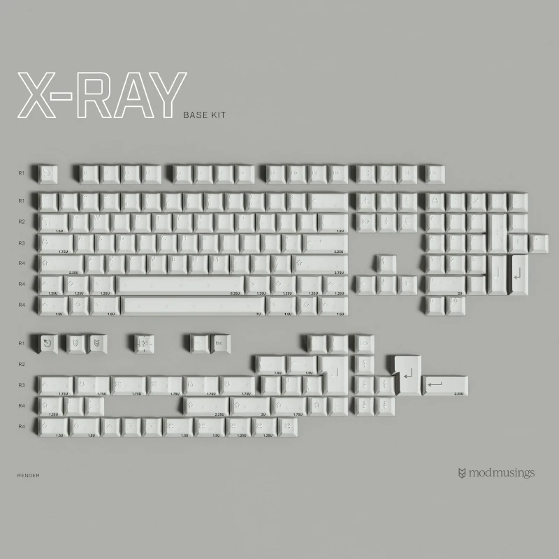 PBTfans X-RAY R2射线半透白透键帽abs材质二色高客制化机械键盘