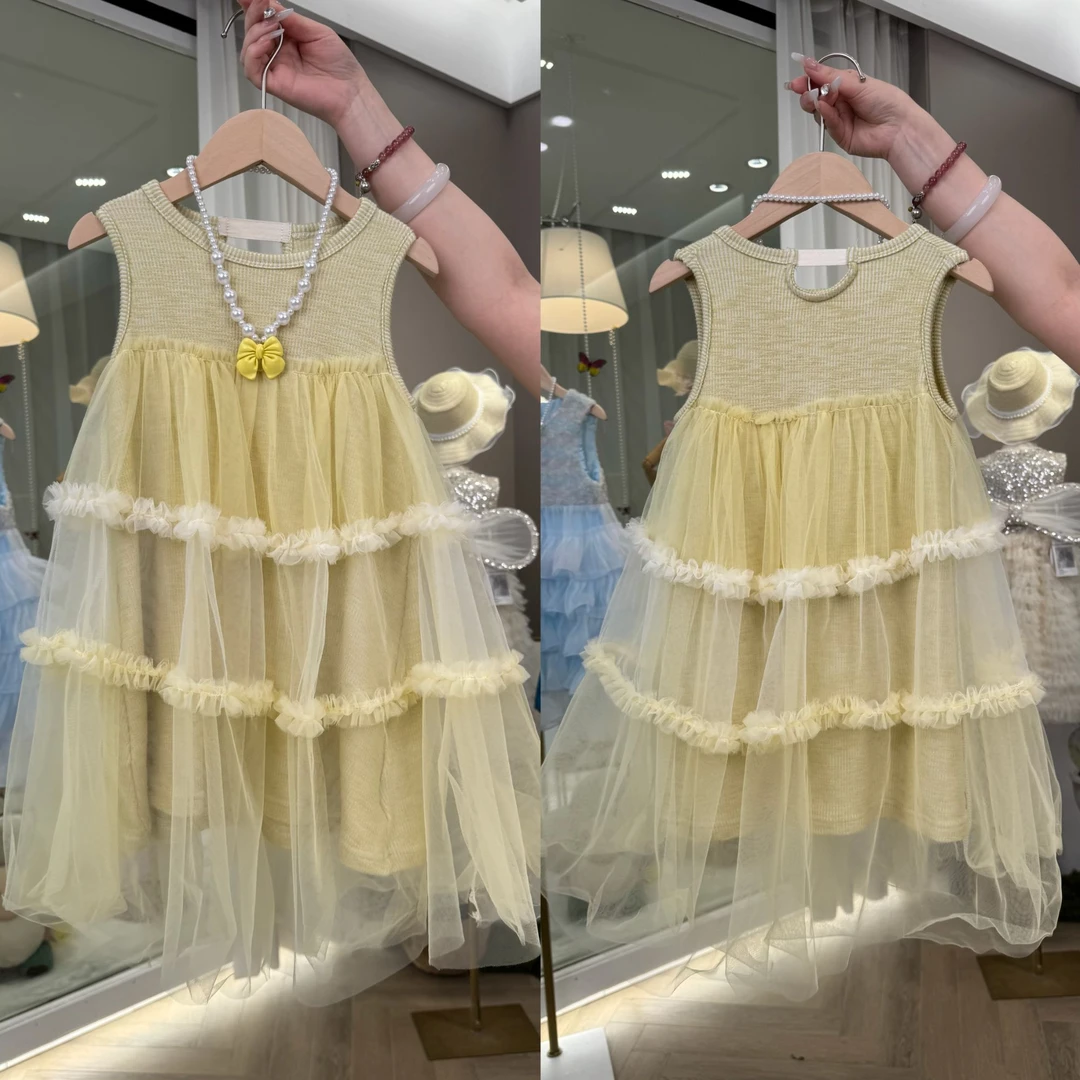 【QM】AYJ250169夏款气质网纱洋气公主裙夏季女童连衣裙