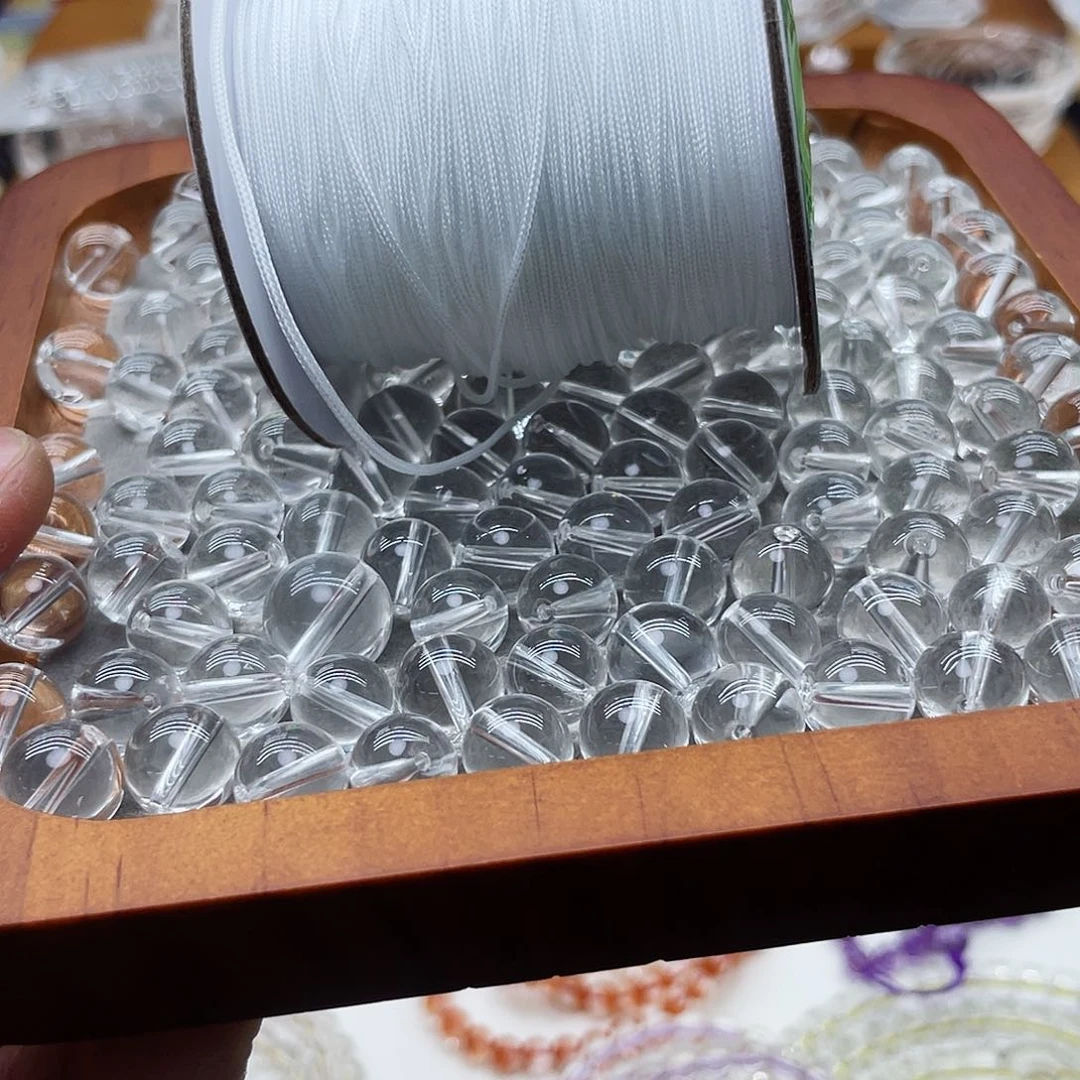 水晶颈饰未镶嵌8*后定制7毫米白绳子