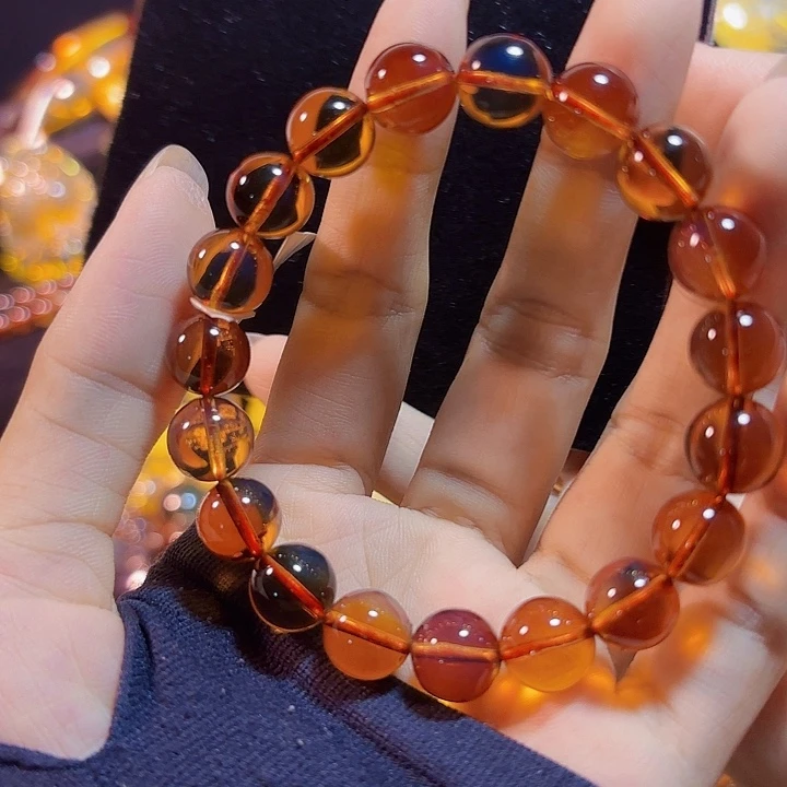 蓝珀未镶嵌珠宝奇石墨西哥红蓝手串10