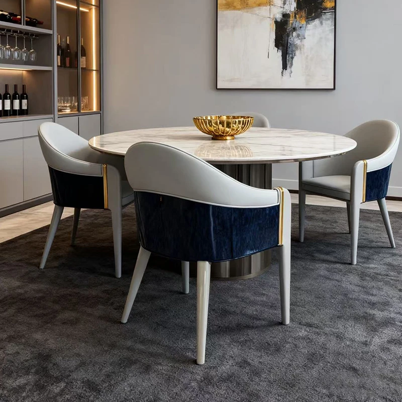 轻奢实木餐椅钢琴烤漆别墅餐椅设计师款式餐椅高级感真皮牛皮餐椅