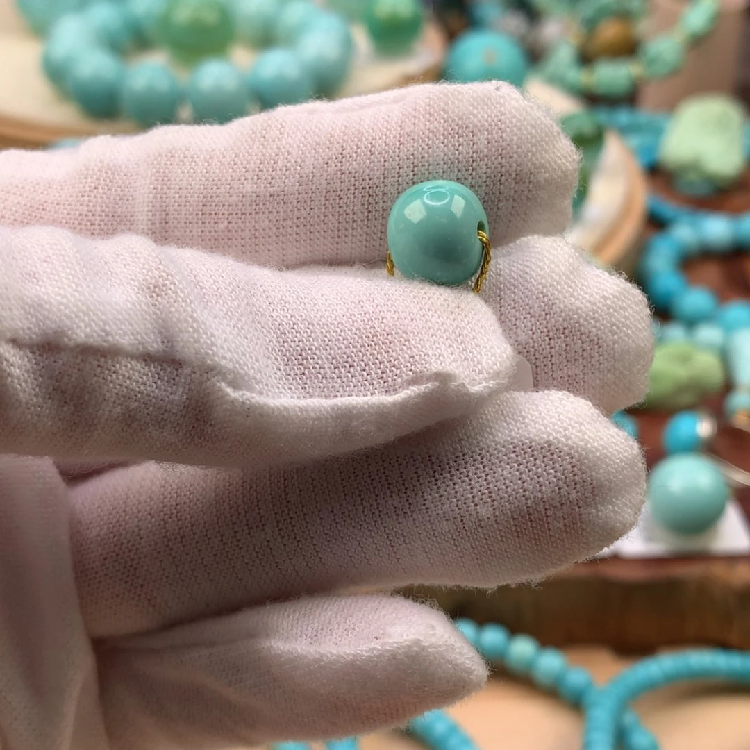 绿松石未镶嵌珠宝奇石高瓷绿老型10*8.8mm
