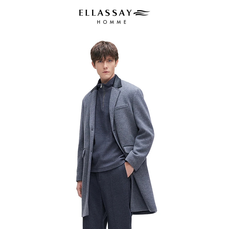 ELLASSAY歌力思秋冬中长款保暖羊毛毛呢大衣外套男款EME364D00200