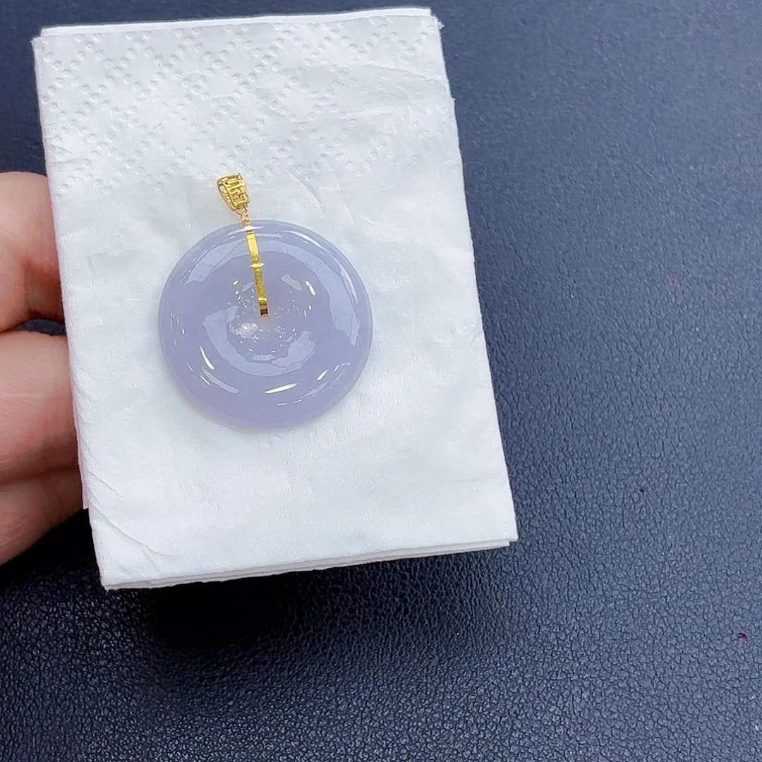 翡翠18K金镶嵌颈饰平安扣吊坠