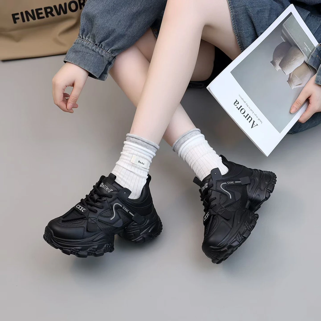 达思图6605松糕甜酷老爹鞋女2025新款秋季厚底小蛮腰运动鞋