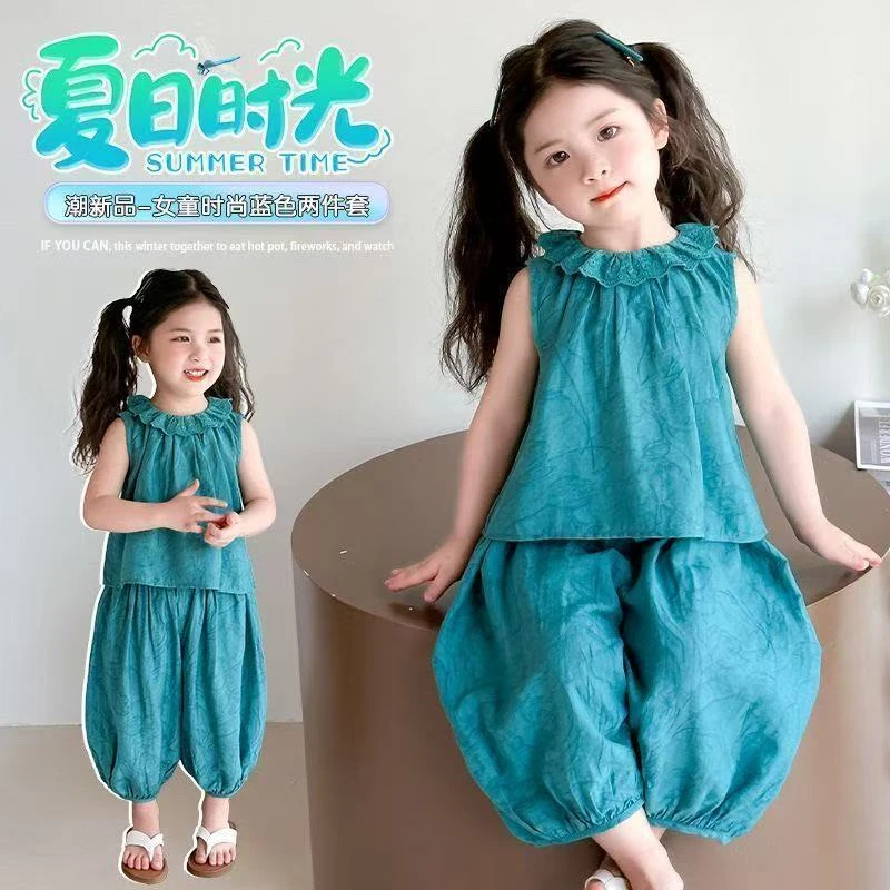 女童夏季套装2025新款洋气儿童超好看夏装女宝宝薄款裤子夏天衣服